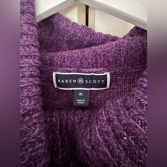 Karen Scott Women's Cowlneck Seamed Sweater Purple Knit Sweater Size XL - Picture 4 of 7
